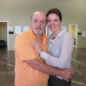 Claire Bronson and Michael Ironside on the set of Synchronicity
