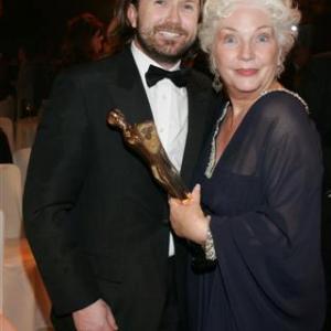 Paddy C. Courtney celebrating with Fionulla Flanagan after her IFTA win for Transamerica.