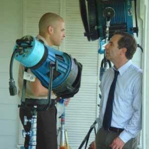 Ryan Rutledge with Robson Green on the set of Wire in the Blood: Prayer to the Bone. August 2007