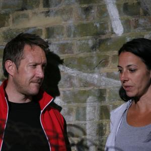 On set of 'Runner'. Alan Mckenna, Lara Greenway