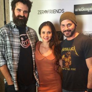 Joe Lynch, Laura Ortiz, and Adam Green at the Los Angeles premiere of Digging Up The Marrow.