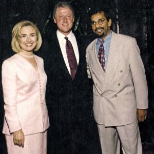 President Clinton and First Lady Hillary Clinton with Timothy Hollywood Khan, Beverly Hills, California