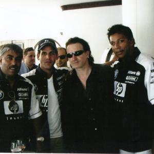Timothy Hollywood Khan hosting Bono of U2 at his first F1 Race in Mote Carlo Monaco