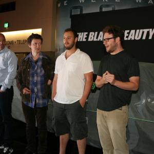 Michel Gondry, Neal H. Moritz, Seth Rogen and Evan Goldberg at event of Zalioji sirse (2011)