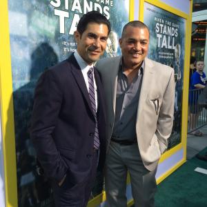 David DeSantos and Steven Adams at the premiere of WHEN THE GAME STANDS TALL in Hollywood CA