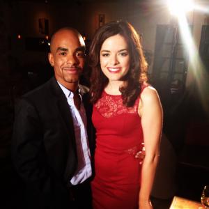 Phil adkins and actress Katy Dolle on the set of Among friends