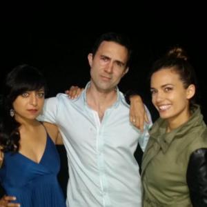 Sonal Shah Christopher Amitrano and Torrey DeVitto on the set of feature thriller Cold