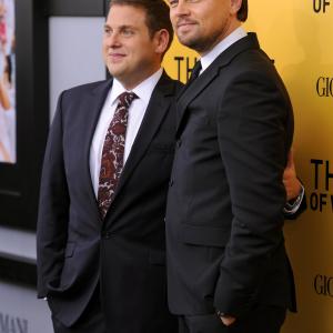 Leonardo DiCaprio and Jonah Hill at event of Volstryto vilkas 2013