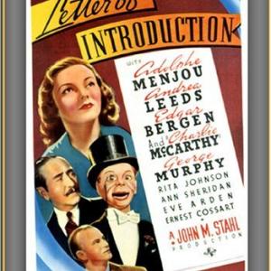 Edgar Bergen, Andrea Leeds, Adolphe Menjou and Charlie McCarthy in Letter of Introduction (1938)