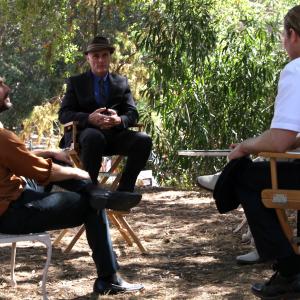 Ryan Harper Gray Timothy V Murphy and Justin Arnold on the set of No Way to Live