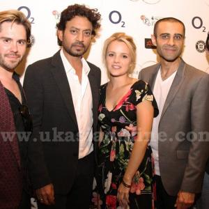 from L to R Martin Delaney Irrfan Khan Laura Aikman Rez Kempton and Sam Vincenti at the London Indian Film Festival