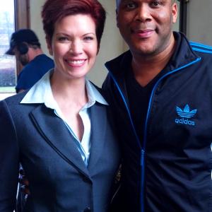 Eaddy Mays, as FBI Agent Thomas, with Mr. Tyler Perry on the set of 