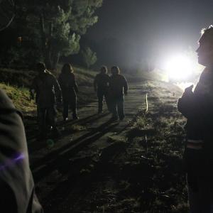 zombies attend the party at the Mansion of Blood. Writer-Director Michael Donahue directs night exteriors on set.