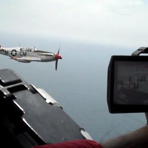 Shooting out the waist gunners window of the Collings Foundations B24 while recording Vi Cowden Flying in the P51