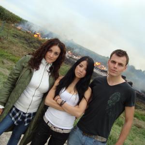 On set of Paul Roberts new film Burning Amber with Veronika London and Woytek Skrzeta