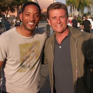 Darren Dowler and Will Smith on set of HANCOCK