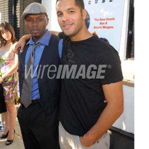 Actors Malcolm Goodwin (L) and Rey Valentin attend the world premiere of the Weinstein Company's 'The Longshots' at the Majestic Crest Theatre on August 20, 2008 in Westwood, California.