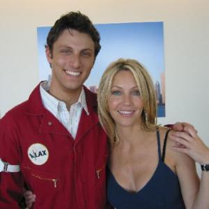 Brian Appel and Heather Locklear on the set of LAX.