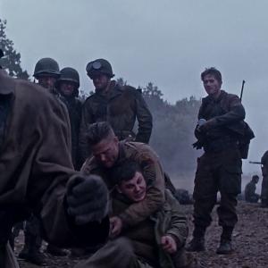 Branko Tomovic, Brad Pitt, Logan Lerman, Scott Eastwood, Laurence Spellman in Fury (2014)
