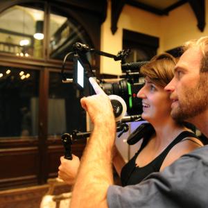 Kate McCullough DP and Mike on location in Berlin 2010 for Mothers Little Helper shoot