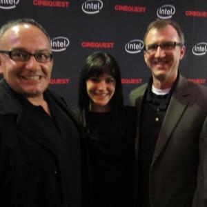 Actress Jillian Leigh and actor Jason Duplissea with fan on the red carpet at Cinequest Film Festival San Jose 2012  A Big Love Story 2012