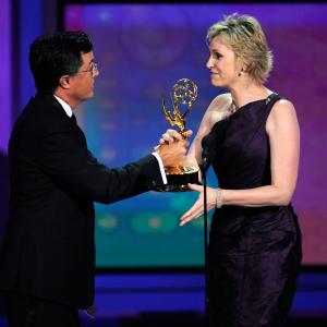 Stephen Colbert and Jane Lynch