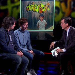 Still of Stephen Colbert, Jeff Tweedy and Spencer Tweedy in The Colbert Report (2005)