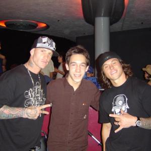 Creagen Dow with Brian Deegan and Ronnie Faisst of Metal Mulisha at the Bogart Backstage Fundraiser