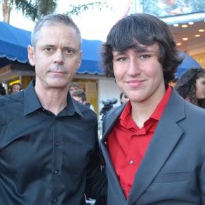Noah Dahl with C Thomas Howell at The Amazing Spider Man Premiere