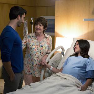 Still of Ivonne Coll Justin Baldoni and Gina Rodriguez in Jane the Virgin 2014