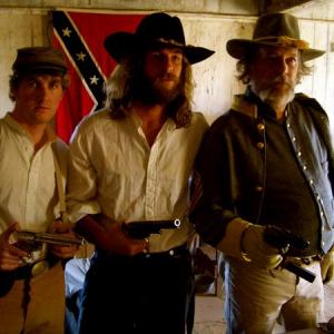 Mathew Dearing Clint James and Wes Still on the set of Redemption