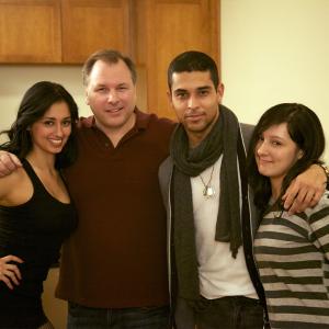 Michael with the Valderrama gang on the set of his sitcom pilot HOA. (L to R) Marilyn, Michael, Wilmer and Stephnie.