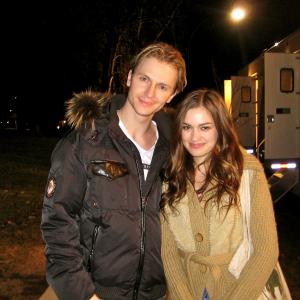 Chad Rook and Julia Maxwell on set of 