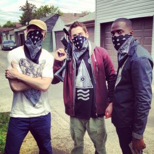 Chad Rook Adam Butcher and Shamier Anderson on set of Played