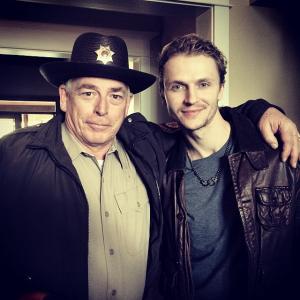 Garry Chalk and Chad Rook on set of Cedar Cove