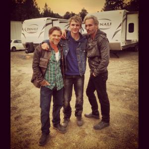 Ian Tracey, Chad Rook and Michael Eklund on set of Bates Motel.