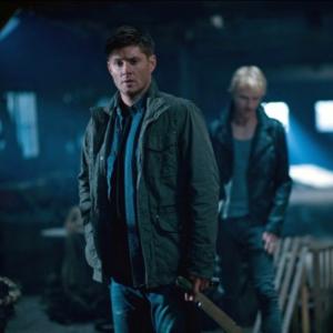 Jensen Ackles and Chad Rook on set of Supernatural