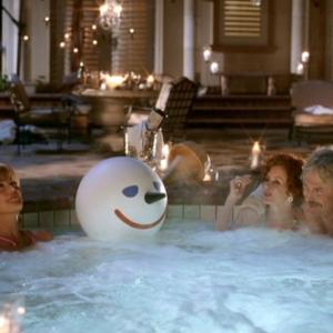 Coleman in the Jack in the Box Commercial Hot Tub with left to right Cricket Jack and Cathy Giannone  Directed by Dick Sittig Played during Super Bowl XLII
