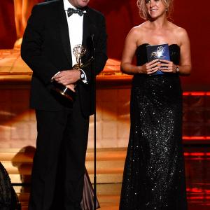 Vanessa receiving Emmy for Best Nonfiction Series for Frozen Planet LA 2012