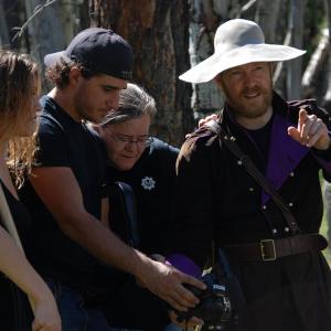 Lon Muckey in costume (Far R) on the set of Mantecoza