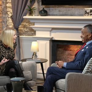 Carrie Keagan with Reverend Al Sharpton on the set of VH1s Big Morning Buzz Live with Carrie Keagan