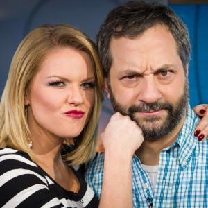 Carrie Keagan and Judd Apatow on the set of VH1's Big Morning Buzz Live with Carrie Keagan