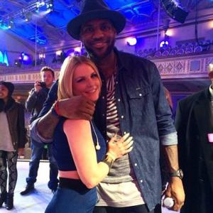 Host Carrie Keagan and Executive Producer LeBron James on the set of TNTs NBA All Star All Style 2015