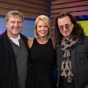 Carrie Keagan with Geddy Lee and Alex Lifeson from RUSH on the set of VH1's Big Morning Buzz Live with Carrie Keagan
