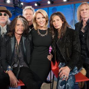 Carrie Keagan with Aerosmith on the set of VH1s Big Morning Buzz Live with Carrie Keagan
