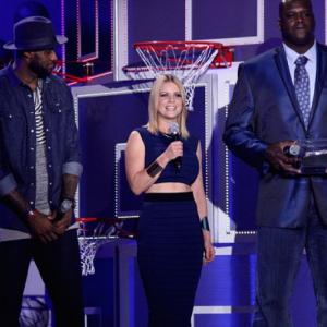 Carrie Keagan hosting TNTs NBA All Star All Style Event featuring LeBron James Shaquille ONeal and Charles Barkley February 2015