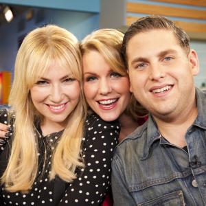 Carrie Keagan with Jonah Hill and Ari Graynor on VH1's Big Morning Buzz Live with Carrie Keagan