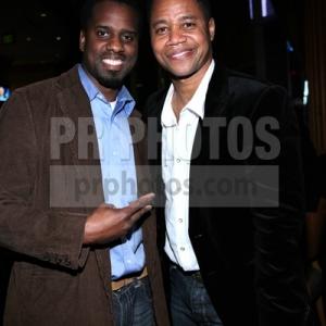 CUBA GOODING JR & BARON JAY AT STAPLE CENTER DURING BLACK HISTORY MONTH