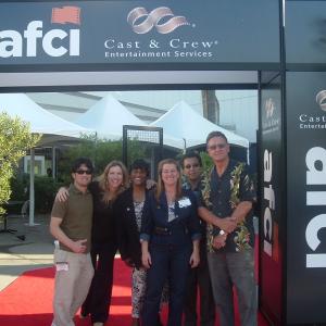 Kent Matsuoka with Hawaii State Film Commissoner, Donne Dawson; Benita Brazier, Maui; Walea Constantinau, Honolulu; Art Umezu, Kauai; and John Mason, Big Island. AFCI Location Trade Show, 2009.