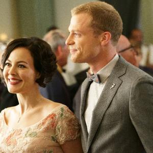 Still of Azure Parsons and Sam Reid in The Astronaut Wives Club 2015